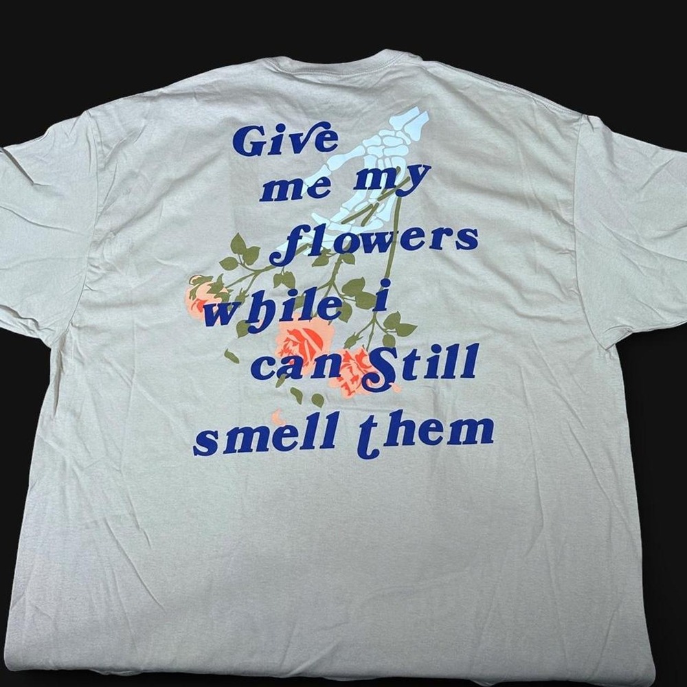 NovaMEN Give Me My Flowers Skeleton Hand Rose Graphic Tee Sand XXXL